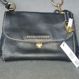 MARC JACOBS BLACK GRIND BOHO LEATHER SHOULDER BAG